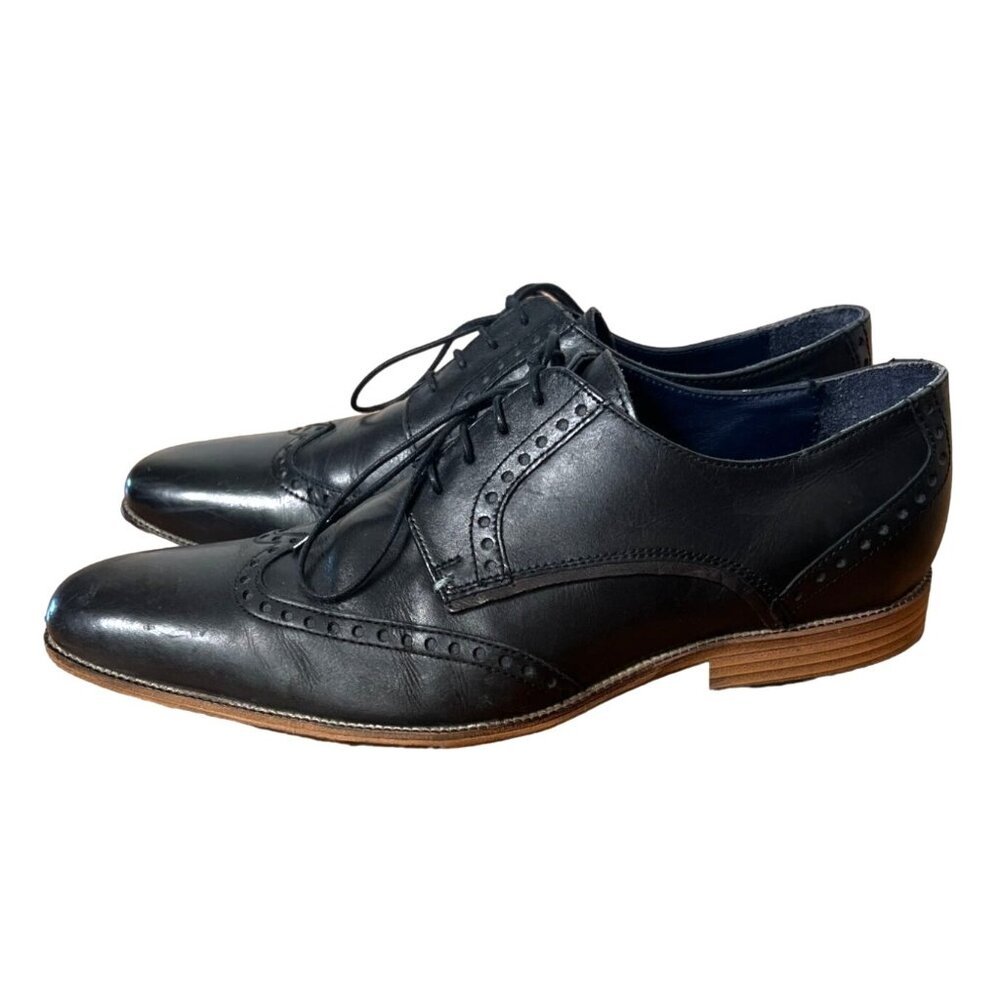 Jones Bootmaker Mens 9.5 Black Leather Brogues Wingtip Classic Dress Shoes EU43